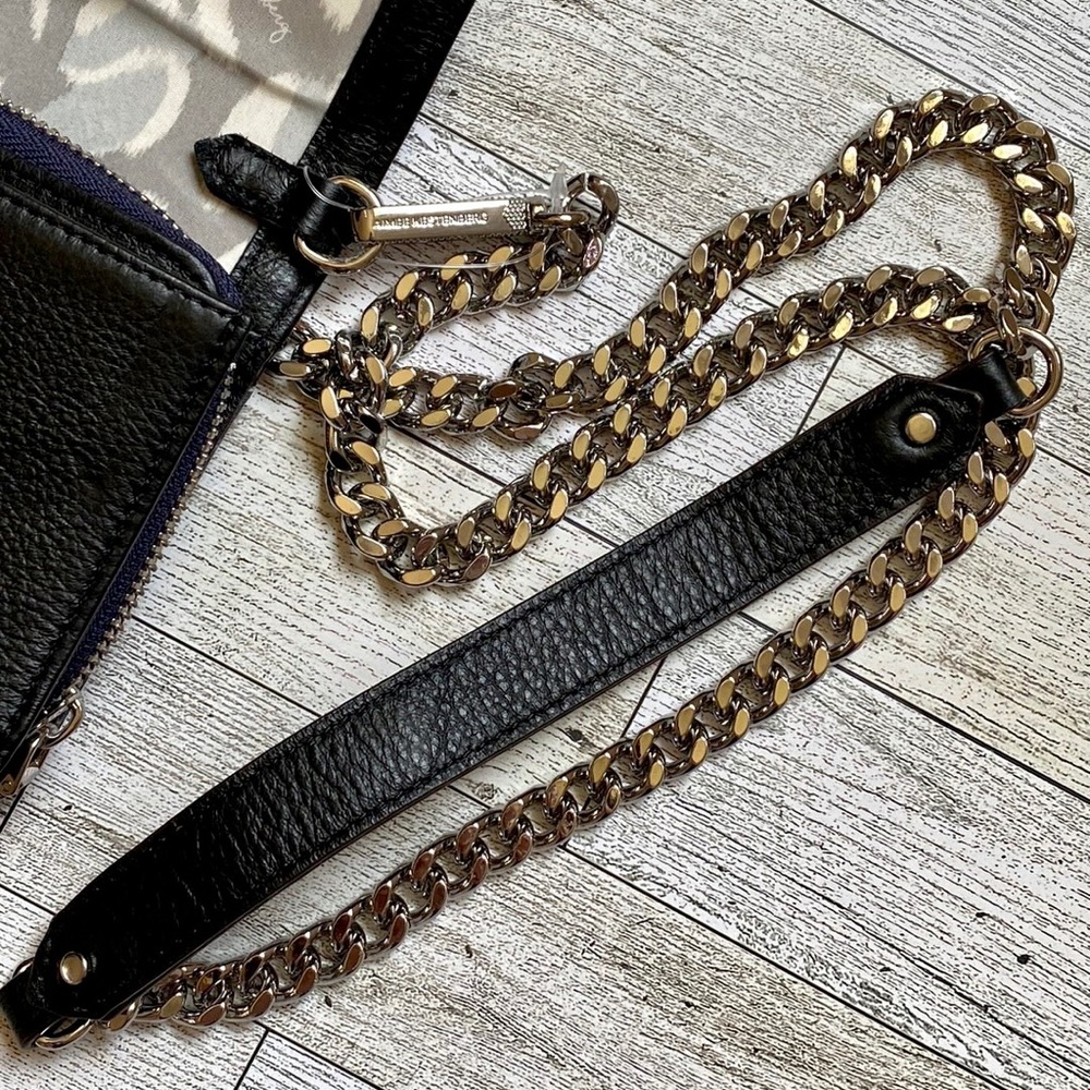 🌸🌿Aimee Kestenberg Delancey Floral Black Leather Wallet On a Chain - Picture 10 of 12